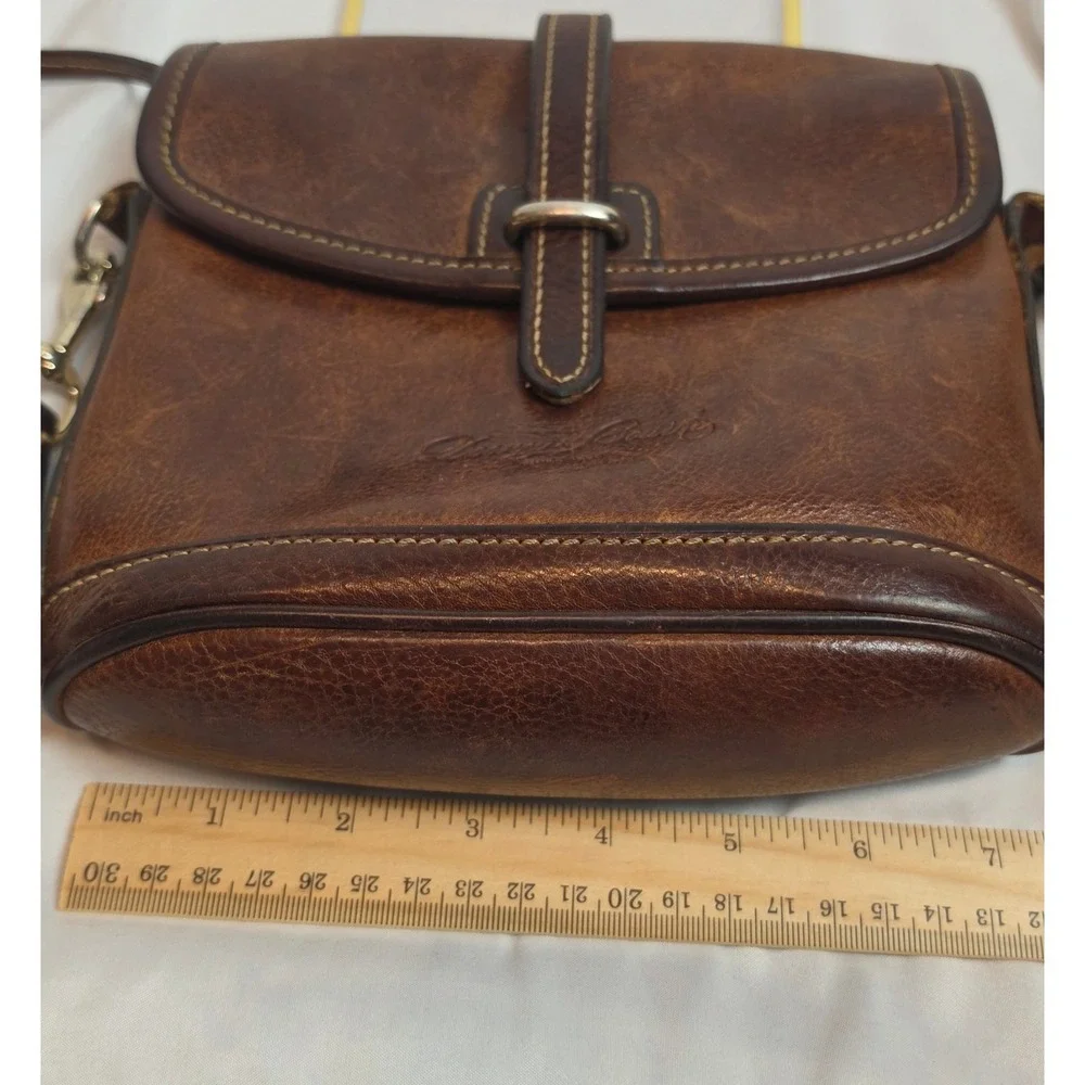 Dooney & Bourke Vintage Brown Leather Crossbody Bag Small Rustic Boho Purse